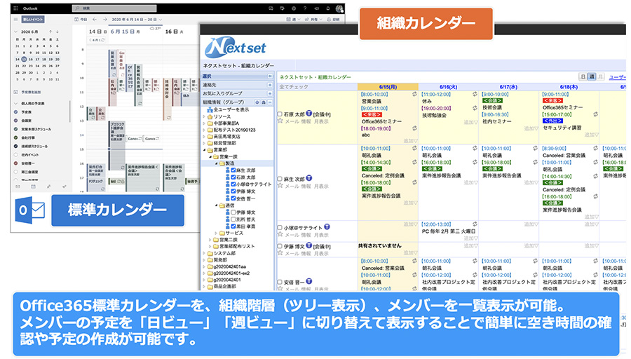 ネクストセット組織カレンダー For Microsoft 365 Office365 Microsoft 365 Office365 はネクストセット 導入支援 ご相談はお任せください